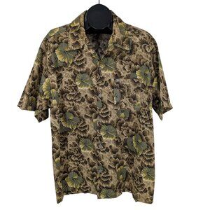Vtg Quiksilver Hawaiian Floral Button Up Shirt Y2K Surf Grunge Tropical Size L